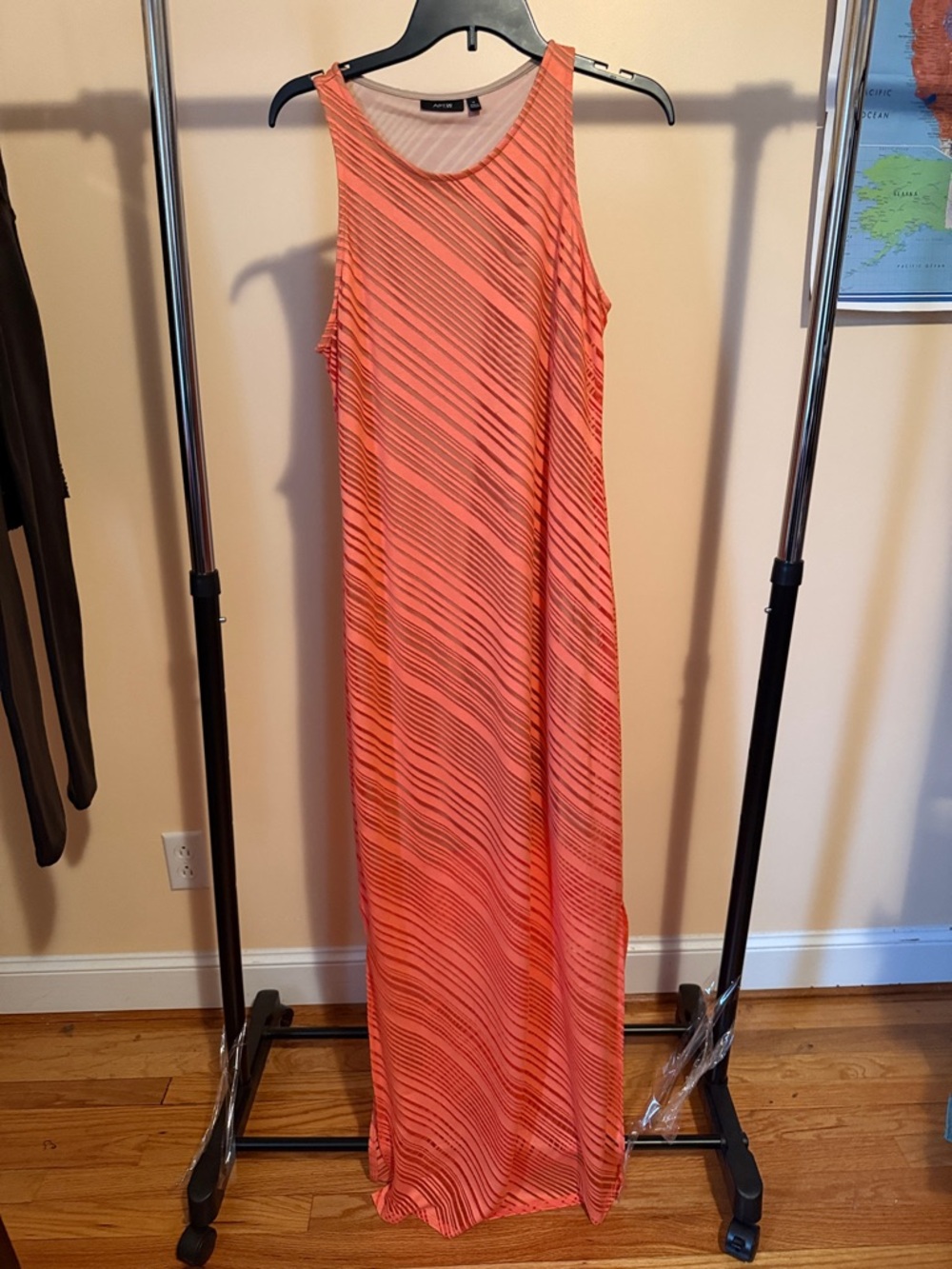 Apt. 9 Coral and Pink Striped Sleeveless Maxi Dress